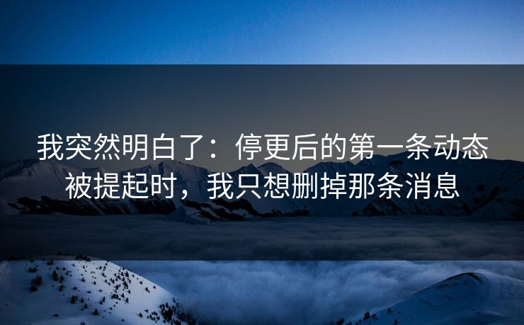 我突然明白了：停更后的第一条动态被提起时，我只想删掉那条消息