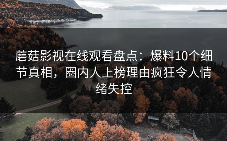 蘑菇影视在线观看盘点:爆料10个细节真相,圈内人上榜理由疯狂令人情绪失控